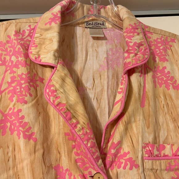 BEDHEAD Sz M Multi-Color Wood With Pink Coral Pattern Pajamas Set - Picture 4 of 9
